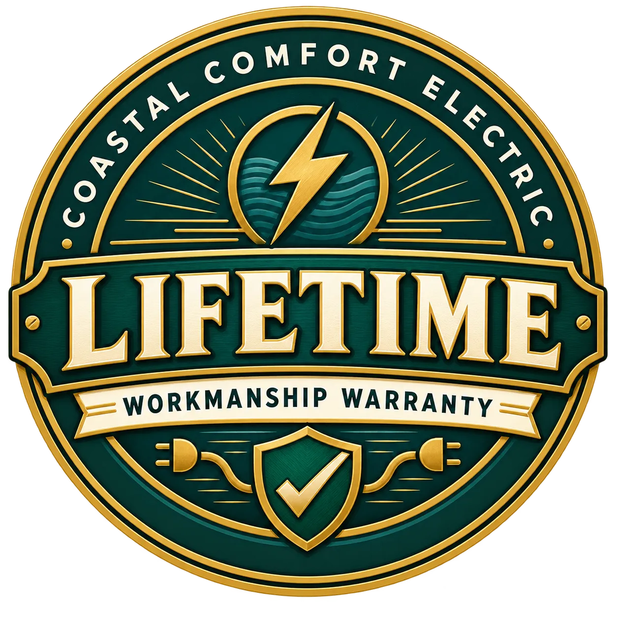 Coastal Comfort Electric Lifetime Workmanship Warranty badge.