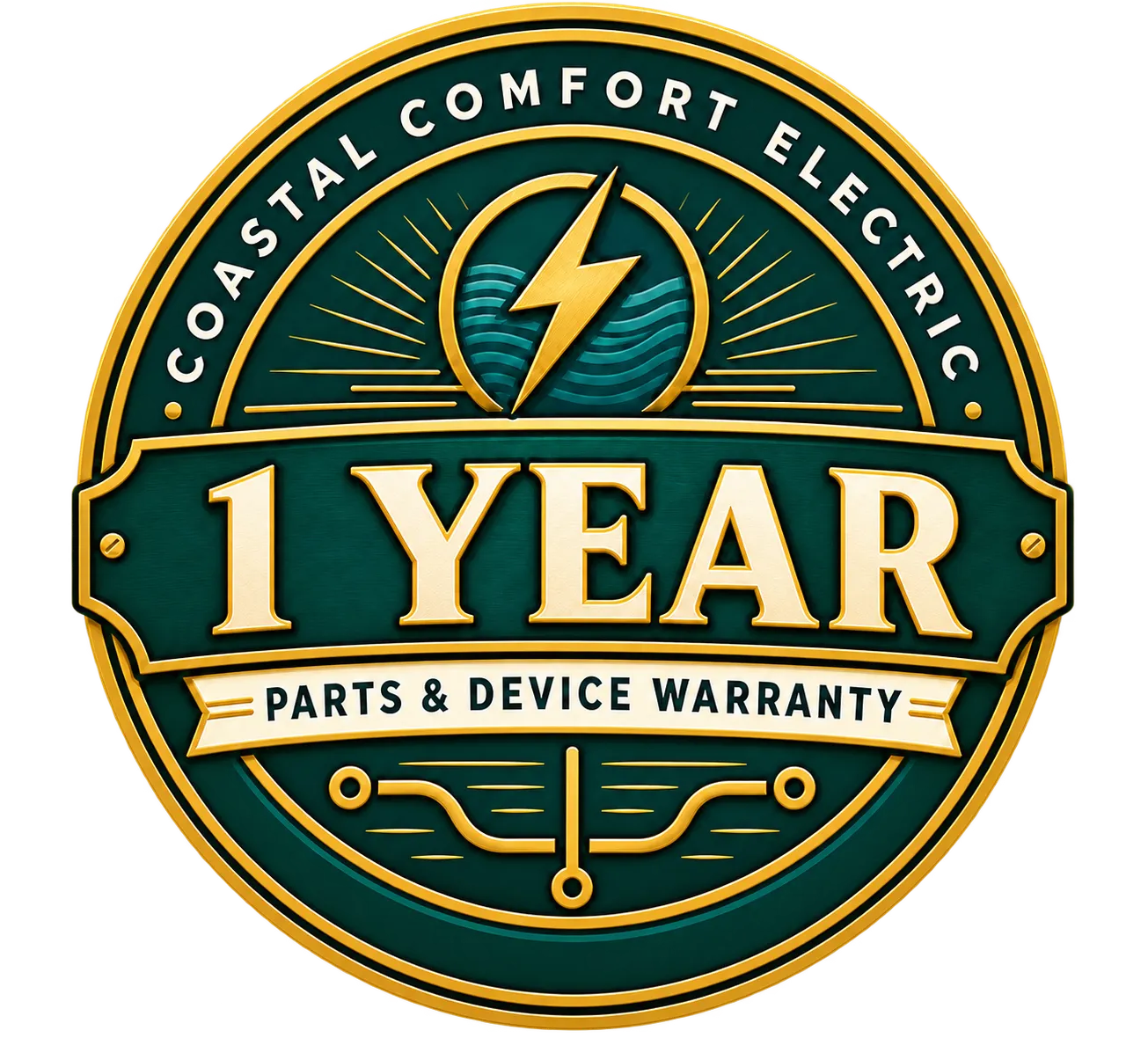 Coastal Comfort Electric 1-Year Parts and Device Warranty badge.