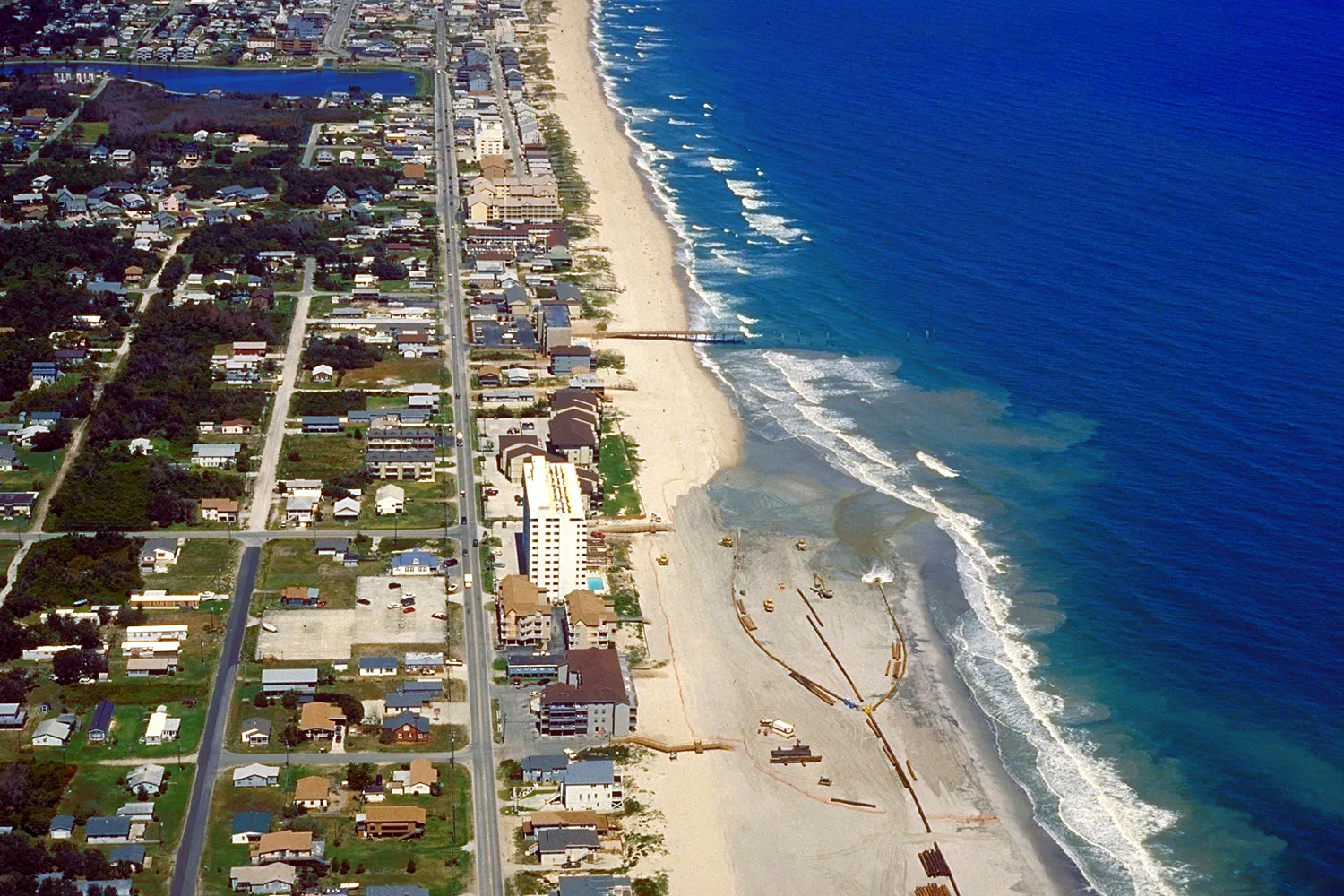 Aerial shoreline view of Kure Beach, North Carolina.