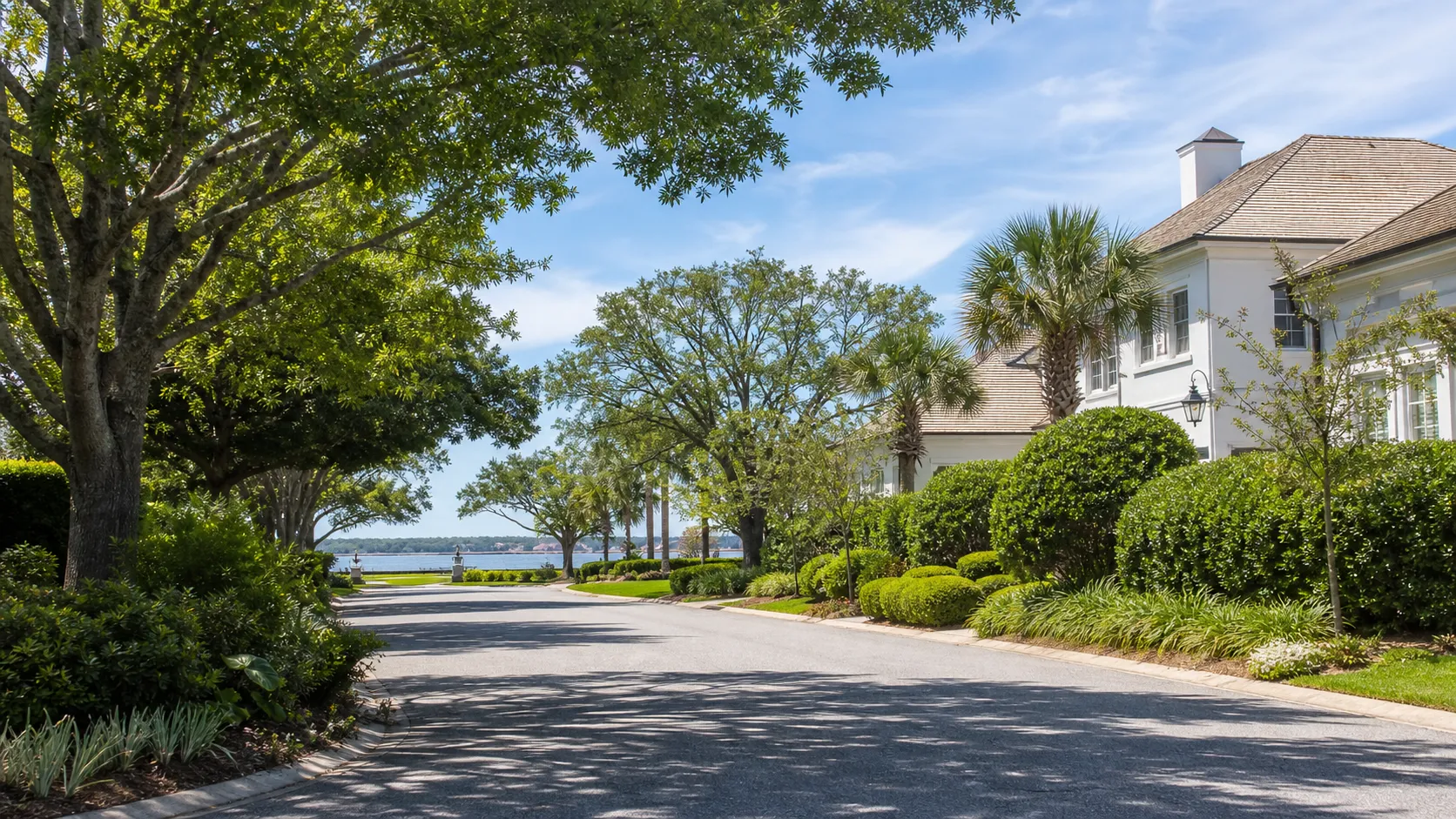 Upscale coastal residential setting representing Landfall in Wilmington, North Carolina.
