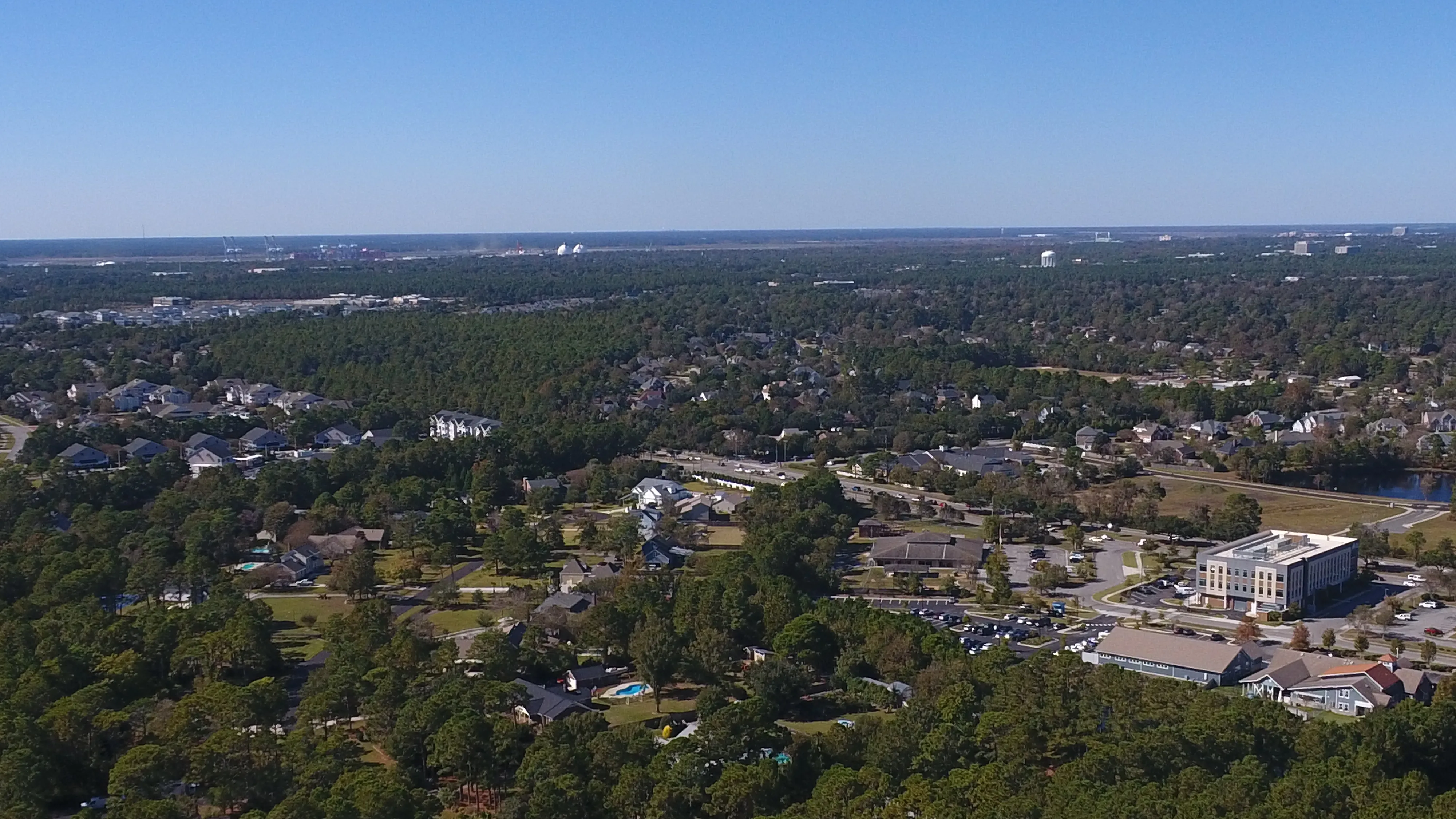 Aerial view over New Hanover County, North Carolina.