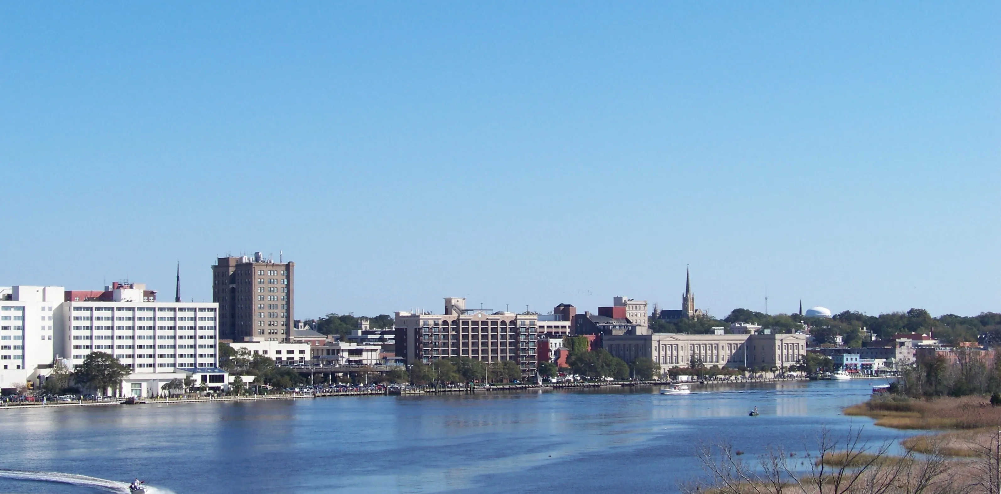 Cape Fear River waterfront in Wilmington, North Carolina.
